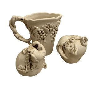 Bella Casa Ganz Grape Vine Salt and Pepper Shakers Cream Dispenser